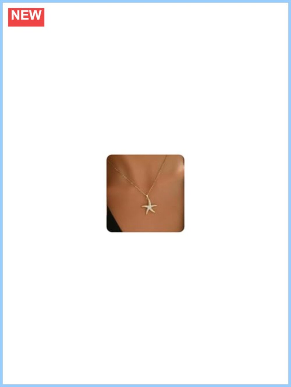 18K Gold Plated Starfish Pendant Necklace Stainless Steel CZ Beach Jewelry